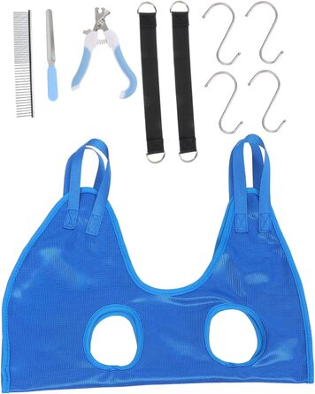 Гамак для грумінгу собак з машинкою для грумінгу та кусачками для нігтів. Практичний та безпечний гамак для догляду за домашніми тваринами. Колір: блакитний