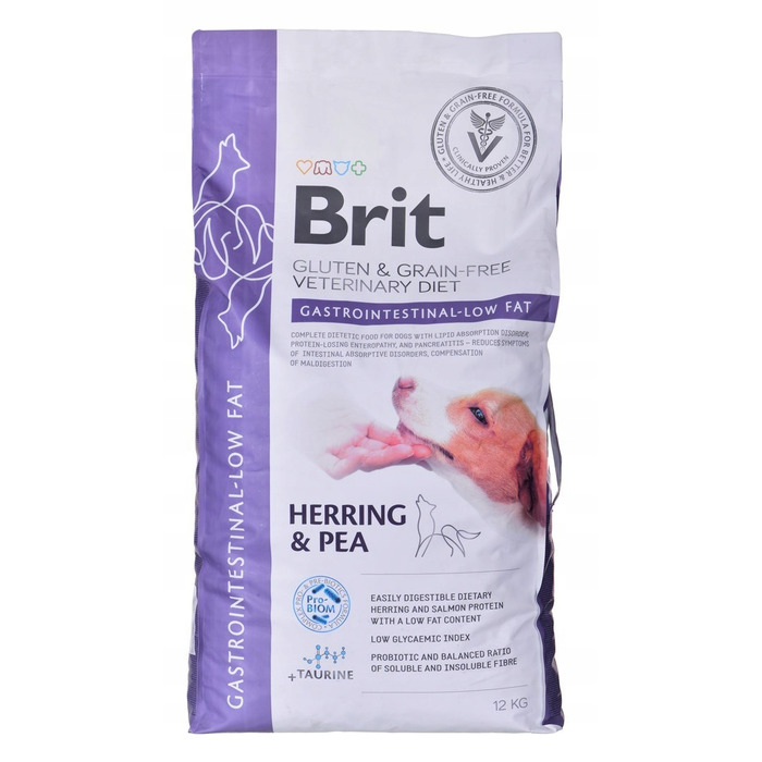 Сухий ветеринарний дієтичний корм Brit Veterinary Diet Gastrointestinal Low Fat з оселедцем, 12 кг