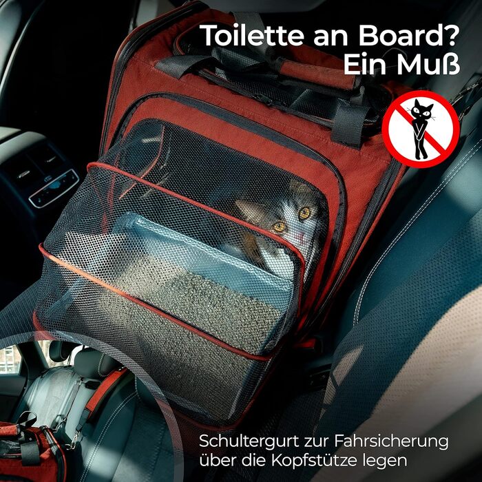 Транспортна переноска для котів You Decide Munich Cat Premium Suite LX (червона) з туалетом, складна