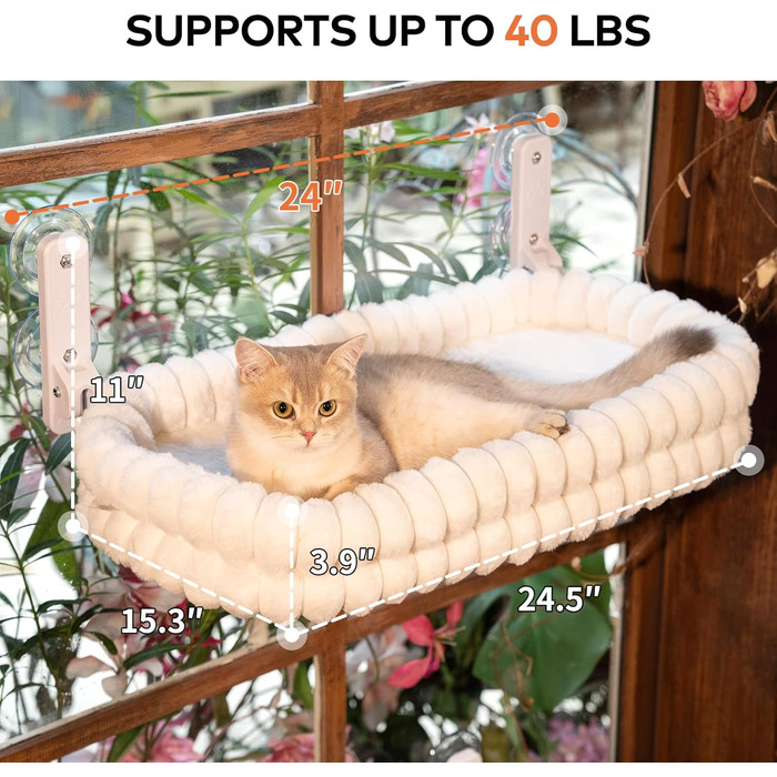 Килимок-гамак для котів CheerPals на вікно, білий, L (M)