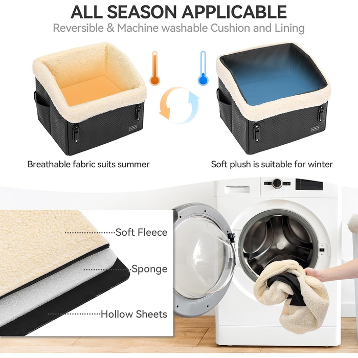 Автокрісло для собак PETSFIT - безпечне та зручне автокрісло для маленьких собак, чорного кольору