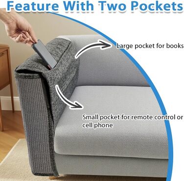 Захист для дивану від котів NATUYA - М'який мовшеневий захист меблів для котів, легко знімається, сірий колір, для правої сторони