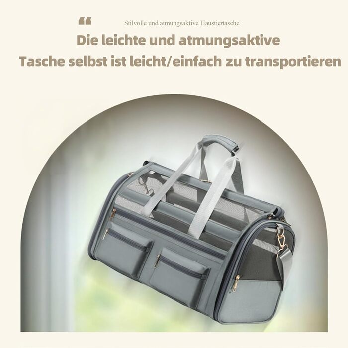 Транспортна сумка для кота/собаки до 10 кг, складана переноска для середніх та маленьких тварин, для подорожей літаком, авто, поїздом, з ремінком, переноска-сумка