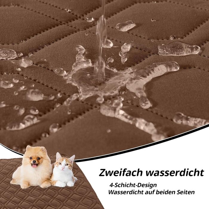 Водонепроникний килимок для собак Homaxy, килимок для собак на вулицю, миється, двосторонній, м'який килимок для котів, для дивану, ліжка, в подорожі (130x100 см, 203x152 см, коричневий+шоколадний)