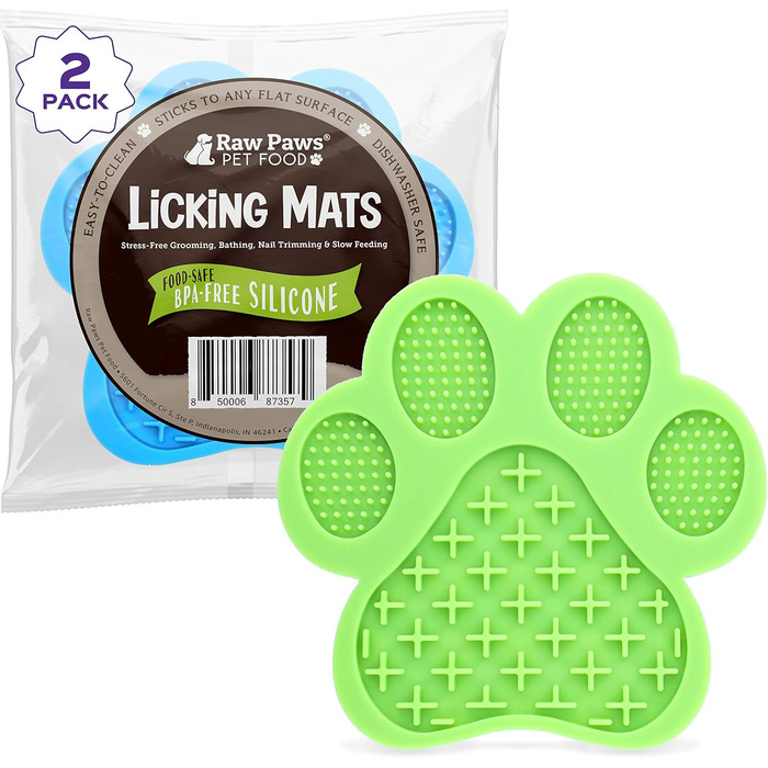 Lick Mat для собак та котів Raw Paws - 2 шт. - Заспокійлива килимок-іграшка для повільного годування, зменшує тривогу