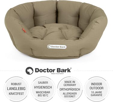 Кругле ліжко для собак Doctor Bark - м'яке, ортопедичне, для середніх собак, 50x40 см, Made in Germany (Королівський блакитний, Золотисто-коричневий)