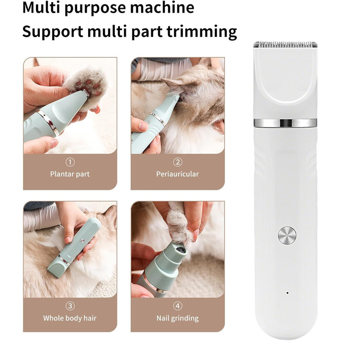 Набір для догляду за шерстю собак 4-в-1 | Тример для собак, котів, цуценят | Білий