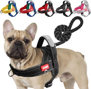 Нашийник для собак середніх та маленьких порід з повідком, кольоровий, сітка, м'який, з ручкою та кільцем, світловідбиваючий, легкий, чорно-сірий, розмір M