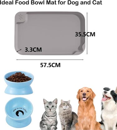 Водонепроникний килимок для годування собак та котів Octonyluck, 57.5x35.5 см, сірий