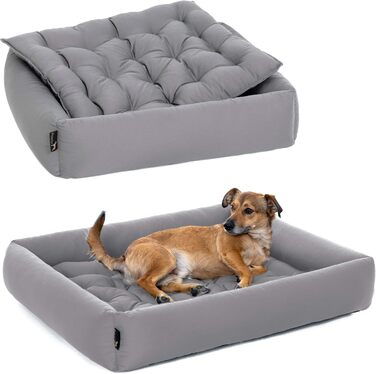 Ортопедичне ліжко для собак маленьких порід Pointer - 70x60 см, світло-сірий колір, знімний матрац, миється до 95°C, стійке до подряпин та укусів, Made in Germany