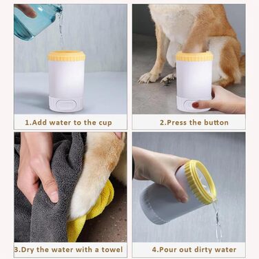 Портативний очищувач лап для собак з рушником, рожевий. Видаляє бруд та сміття з лап. Знімні силіконові вставки.