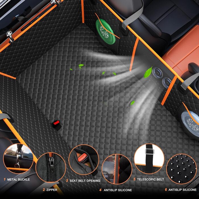 Підстилка для собак у машину, автокрісло для собак, розширення заднього сидіння, переноска для собак з сіткою та кишенею, SUV, вантажівка, темно-коричневий великий розмір