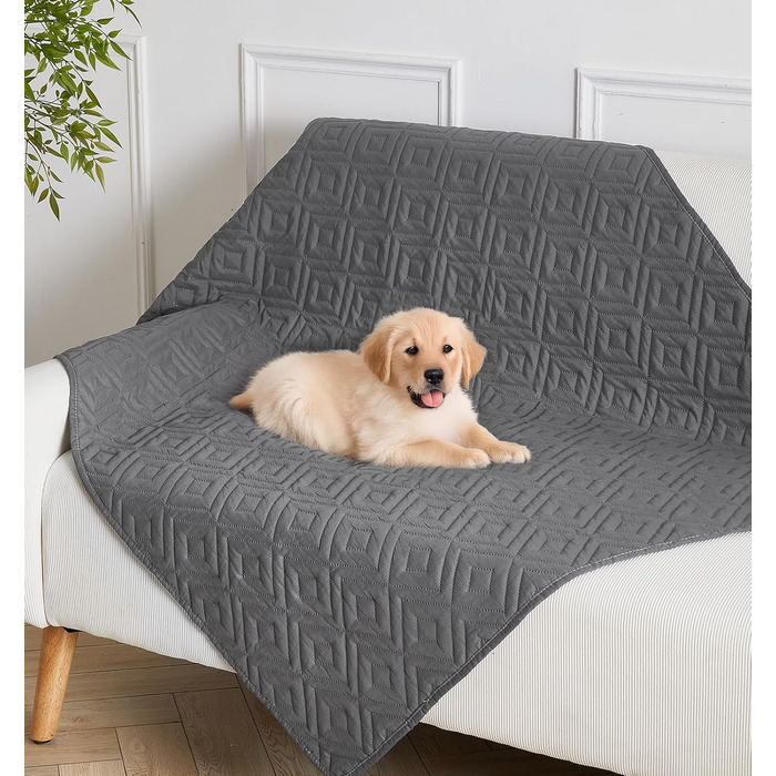 Водонепроникний килимок для собак, неслизький та пральний, ковдра для собак та котів, захисний килимок для дивану від шерсті та подряпин, ідеально підходить для дивану, ліжка, автокрісла (Сірий, 127×152см) (97x190см)