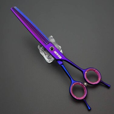 Набір професійних собачих ножиць для грумінгу 5 шт. (прямі, витончені, зігнуті, для волосся, гребінець) для правшів, фіолетовий