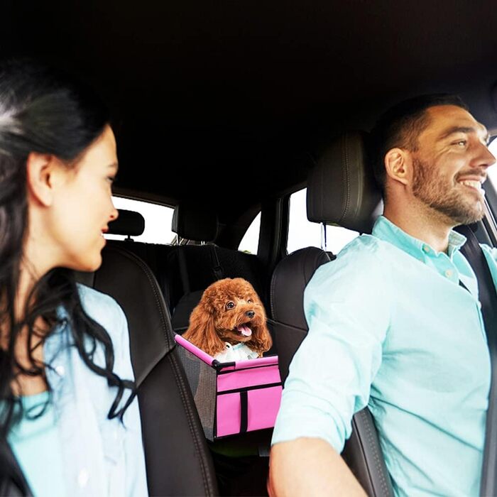 Автокрісло для собак: міцне, водовідштовхувальне, для малих та середніх порід, рожеве, з рамою