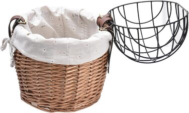 Кошик для кота на велосипед: кошик 30x25x30 см, з металевим плетінням, знімний тримач для тварини, плетіння з лози, кріплення на кермо | Транспортування собак та котів