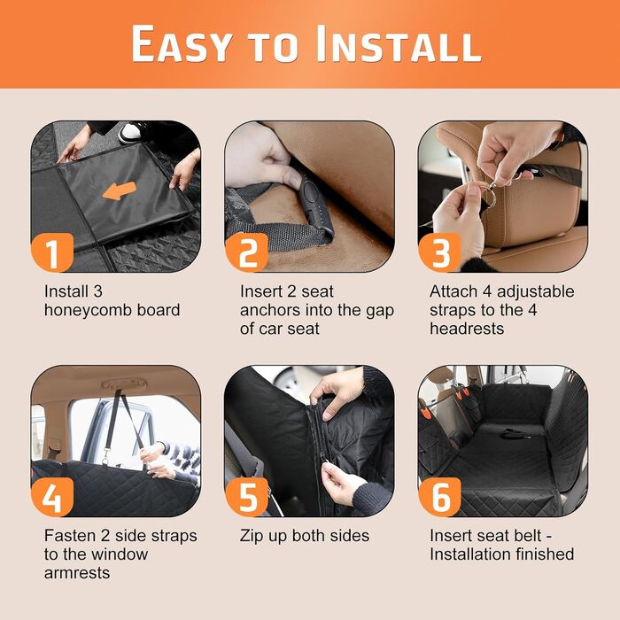 Накладна на сидіння автомобіля для собак Gimars, 157x137 см, велика, зносостійка, водовідштовхувальна, універсальна, з передньою кришкою та оглядовим вікном (чорний&оранжевий)