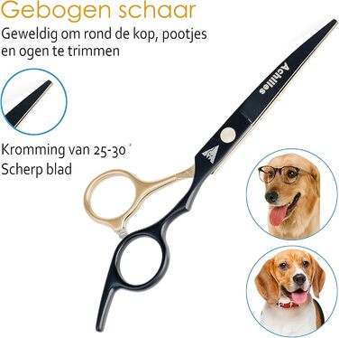 Професійний набір ножиць для собак Achilles 6 дюймів - чорний та золотий