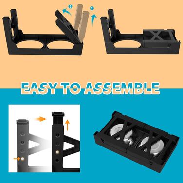 Підвищена годівниця для собак з регулюванням висоти (5 рівнів: 8, 22, 25, 28, 31 см), з 2 мисками з нержавіючої сталі та 1 мискою для повільного годування, для собак маленьких, середніх та великих порід, нековзна, BPA free, пластик (Чорний)