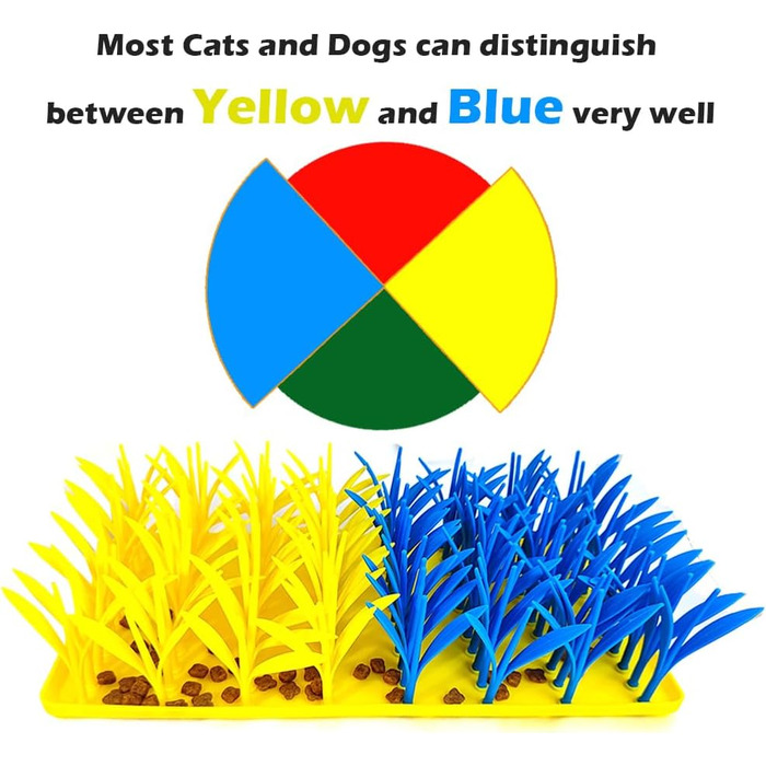 Килимок-іграшка для котів та собак VirgoCCY з силікону, килимок для нюхання, повільний миска, інтерактивний килимок для собак та котів, навчання носом (блакитний та жовтий, один розмір)