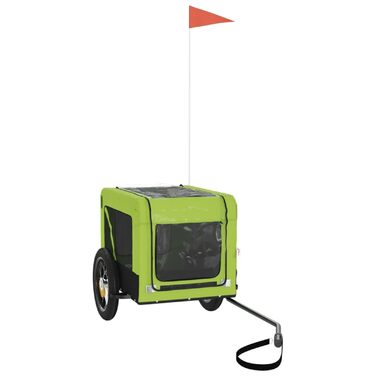 Фаркоп-причіп для собак Gecheer, причіп для собак, транспортер для собак, з відбивачами та прапором, зручний дизайн, зелено-чорний оксфордський матеріал та метал, 54.5 x 120 x 53 см, зелений
