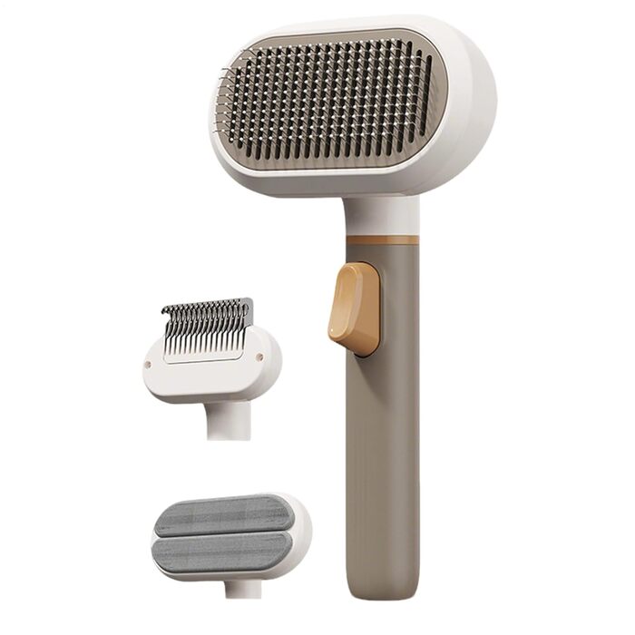 Гребінець для котів з 3 насадками - видалення шерсті, для короткої та довгої шерсті, для дому та офісу