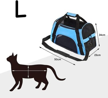 Транспортна сумка для тварин: переноска для собак та котів, водонепроникна, з сітковим вікном, L (50 x 23 x 34 см)