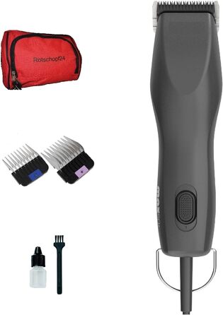 Машинка для стрижки собак Rotschopf24 MAX50+ з чохлом та 2 металевими гребінцями (6+13 мм). Потужна, тиха, надійна.