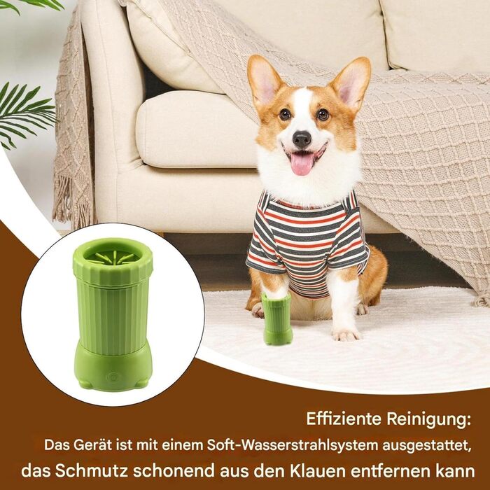 Автоматична мийка для лап собак PAW - Автоматичний очисник лап для собак - Автоматична мийка PAW Cup - USB, перезаряджувана, портативна, для собак та котів (зелена)