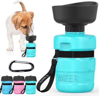 Складана пляшка для води для собак Lesotc 520 мл, блакитний колір, для прогулянок та подорожей