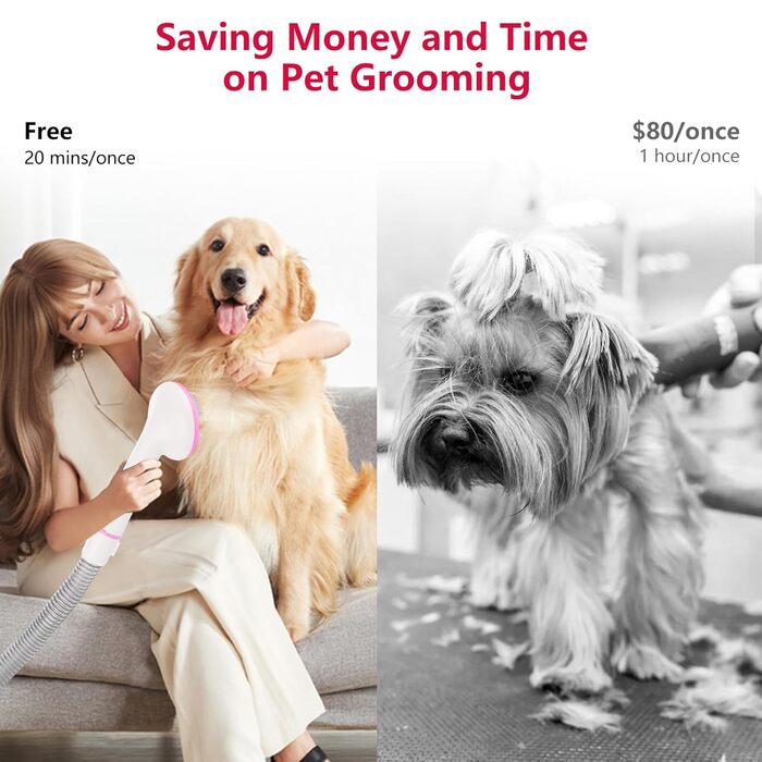 Набір для догляду за собаками Garvee: пилосос для видалення шерсті, 13.4 кПа, 2 л, 5 насадок