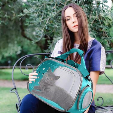 Транспортна переноска для собак та котів PETCUTE, складана та миюча, для подорожей літаком (Скай Блю)