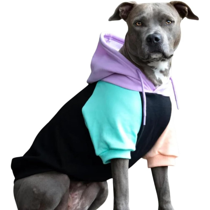 Світшот для собак Spark Paws з капюшоном, преміум-якість, м'який велюр, комфортний крій, заспокійливе флісове підкладка, підходить для всіх порід, багатоколірний Cyber Punk, розмір 4XL (36-52 кг)