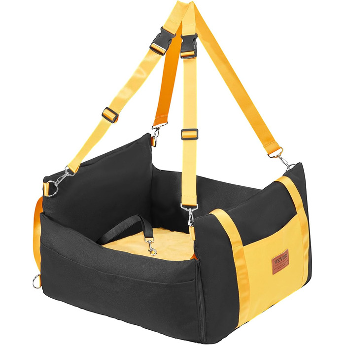 Автокрісло для собак VEVOR, чорне, S - водовідштовхувальне, з кишенею та страхувальним ремінцем