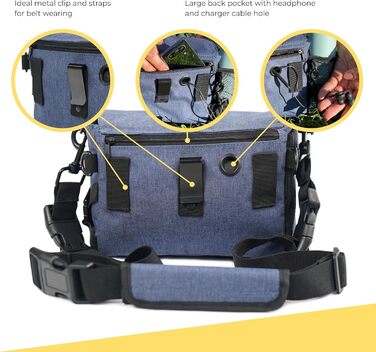 Leckerlibeutel для собак Arrivly SixWalker з магнітною застібкою: практичний фідер для дресирування, універсальна сумка для ласощів з винімною кишеню (Блакитний)