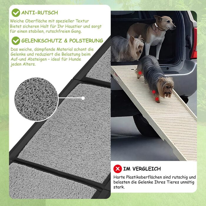 Рампа для собак, складана, 170x44 см – алюмінієва рампа з антиковзким покриттям, до 80 кг, для SUV, легкових авто, автодому