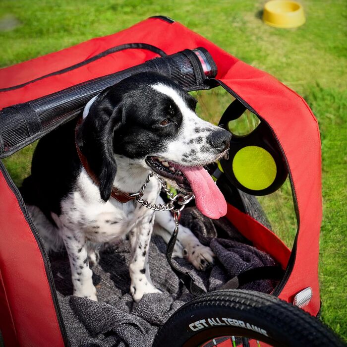 Фаркоп-причіп для собак Soges до 40 кг, складаний, з дихаючої сітки, з внутрішнім повідком, з відбивачами (червоний)