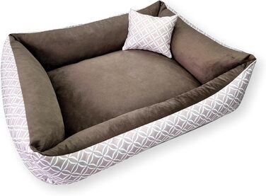 М'яке собаче ліжко Otto 80x60 см, коричневе. Знімна та пральна наволочка. Ліжко-кошик для собак середніх порід.