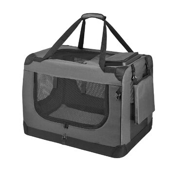 Транспортна переноска для собак PISPET - складана переноска з м'якою підкладкою, зручне собаче ліжко (80x55x55 см), антрацит-сірий