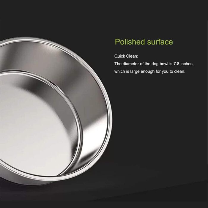 Миска для собак та котів Mery Home 2 шт. по 1750 мл, нержавіюча сталь, велика, з протиковзким дном, срізно-чорна