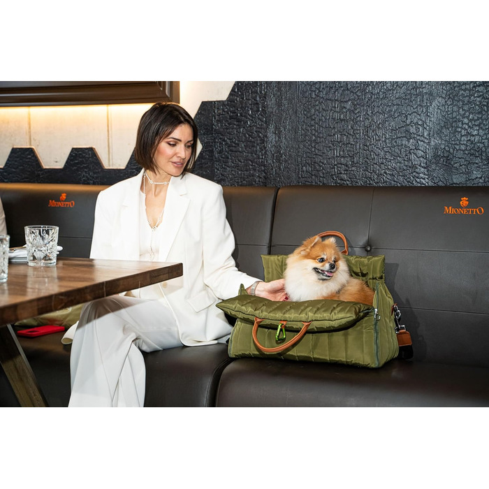 Чорничний собачий рюкзак Flying Dog Sunny 3-в-1: переноска, автокрісло та лежак для собак до 10 кг, оливковий колір