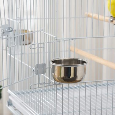 Велика клітка для птахів PawHut на колесах з підставкою, знімним піддоном, дверцятами, годівницями, жердочками та полицею для какаду, папуг, корел, 50x49x137 см, біла