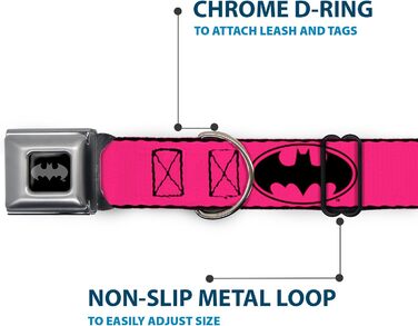 Ошийник для собак Buckle-Down BMA Batman, чорний/срібний