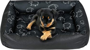 Крісло-лежанка для собак SuperKissen24: лежанка-кошик, лежанка-софа для маленьких, середніх та великих собак, чорно-сіра, розмір M, 70x55 см, приваблива для прання, 1 шт.