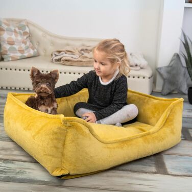 Ортопедичне ліжко для собак 4L Textil IRIS Premium-LINE, жовте, 80x60 см, з Memory Foam
