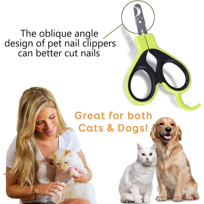 Тример для нігтів домашніх тварин: для котів, кроликів, цуценят та інших дрібних тварин, безпечний та гострий, зелений