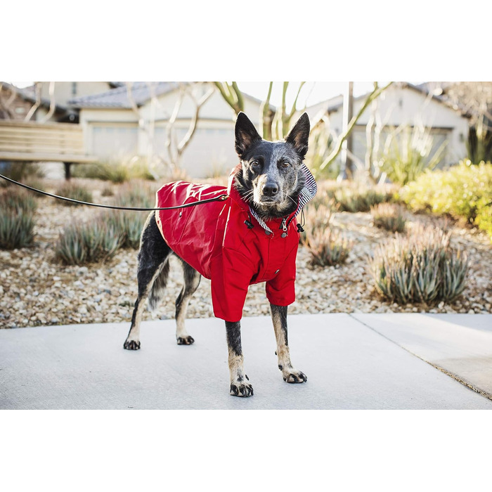 Дощовик для собак Ellie Dog Wear з відбивними кнопками, кишенями, водовідштовхувальний, знімний капюшон, регульований шнурок, розміри XS–XXL