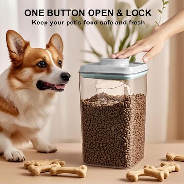 Контейнери для корму та ласощів для собак та котів, 2 шт, 4 л, з мірною ложкою, щільний Pop-кришка, пластикові контейнери для тварин