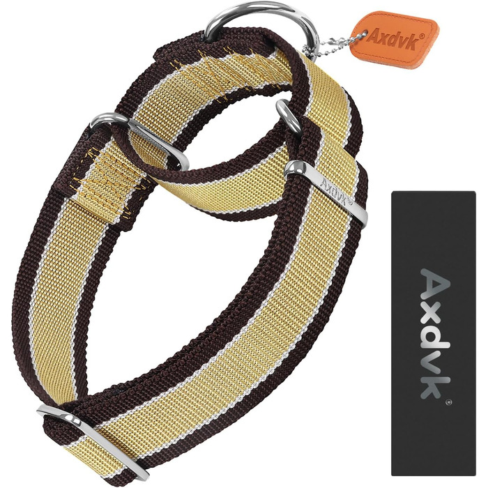Нашийник для собак Martingale, 4 см, міцний нейлон 1600D, анти-вислизання, 3 кольори, для середніх та великих собак, сіро-блакитний & чорний (Extra Large: 51-79 см, Хакі & темно-коричневий)