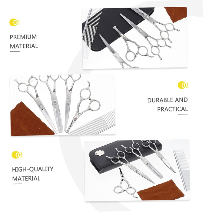 Набір для стрижки тварин Happyyami з косичками: професійний, з нержавіючої сталі, безпечний для комфорту вашого улюбленця